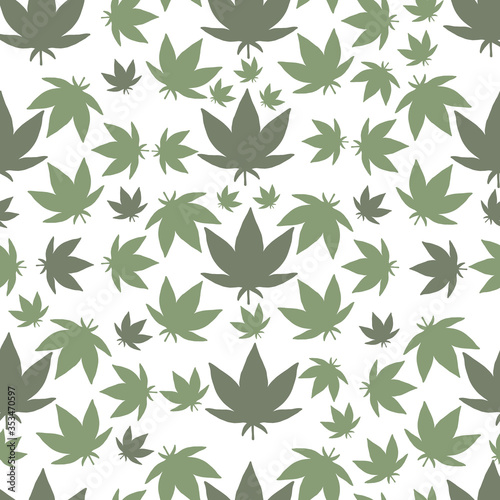 Green Marijuana cannabis Plant Seamless Vector Repeat Pattern 