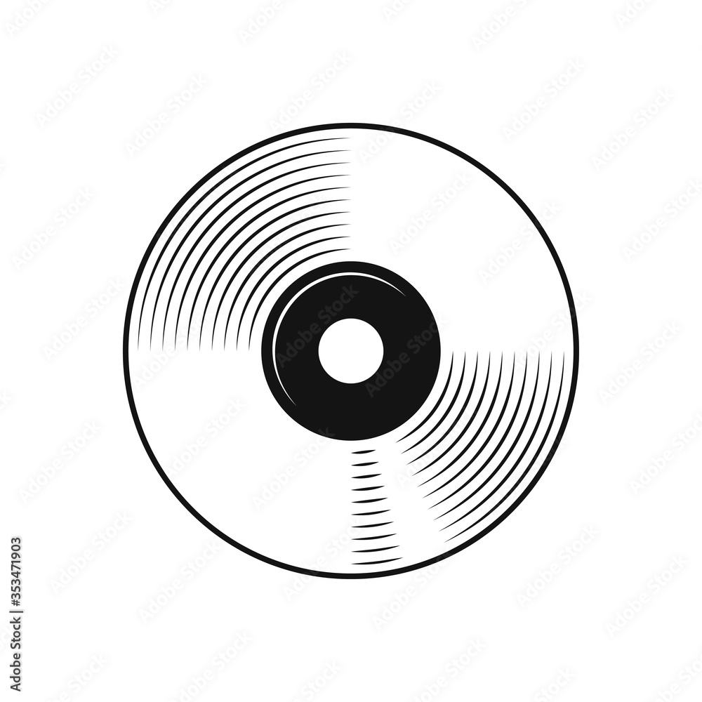 Compact disc Black flat design Icon Isolated on white background Compact disc Black flat design Icon Isolated on white background