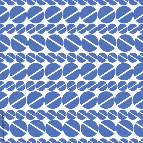 Blue dot with line through middle Pattern with pantone color of the year classic blue background. Seamless repeat pattern. Stylish repeating texture.