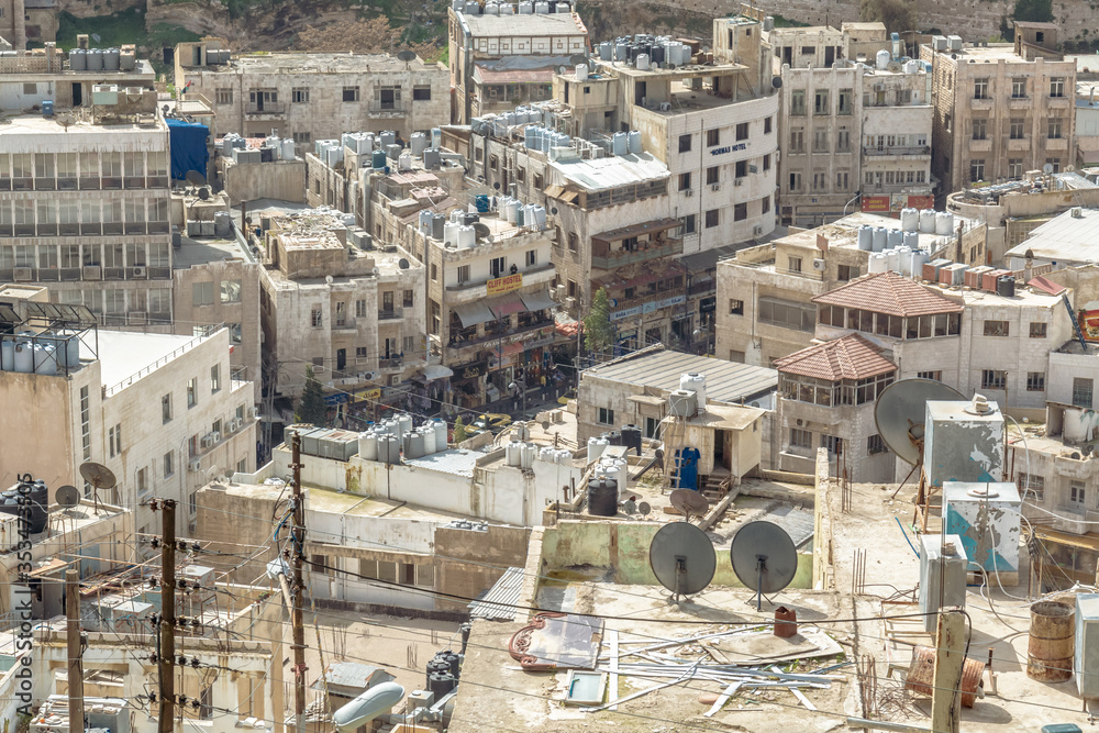 Fototapeta premium AMMAN, JORDAN - FEBRUARY 15: Streets of Amman the capital city of Jordan, on 15th February 2019 in Amman, Jordan.