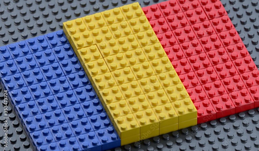 Flag of Romania made of plastic block bricks