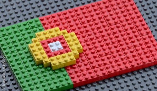 Flag of Portugal made of plastic block bricks