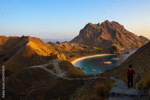 Beautiful view of Padar Island during sunrise at Komodo National Park, East Nusa Tenggara, Indonesia