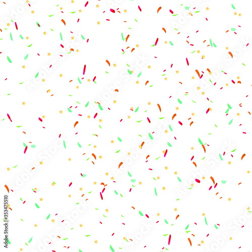 Confetti background. Party and birthday confetti. Holiday festival design for greeting card, invitation or poster. Stock vector illustration on white isolated background. 