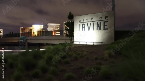 Irvine California Welcome Sign at night photo