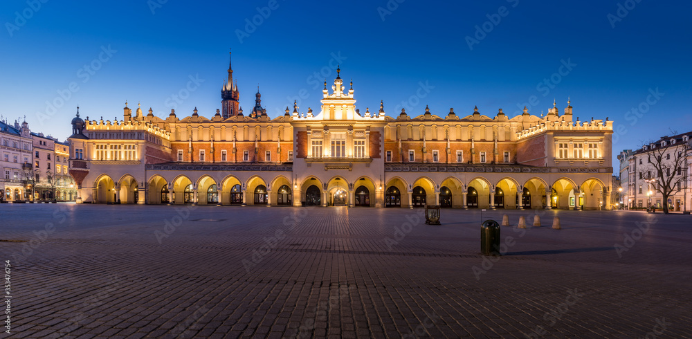 Krakow, Poland, Cloth Hall on the Main Square in the night