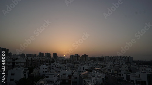 sunrise and sunset over city with sky. cityscape