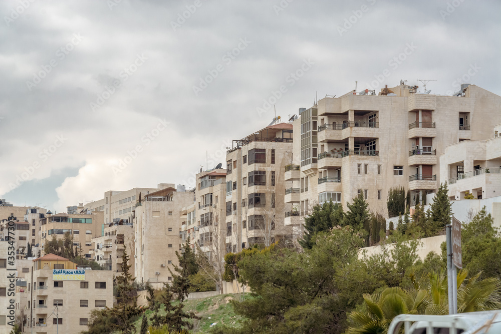 AMMAN, JORDAN - FEBRUARY 15: Streets of Amman the capital city of Jordan, on 15th February 2019 in Amman, Jordan. AMMAN, JORDAN - FEBRUARY 15: Streets of Amman the capital city of Jordan, on 15th February 2019 in Amman, Jordan.