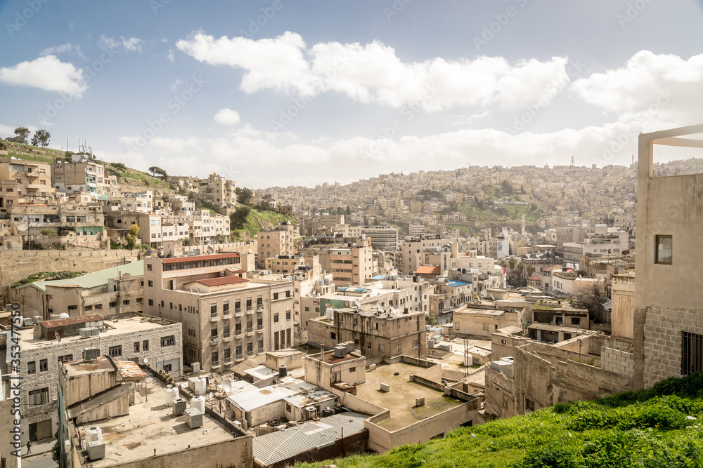 AMMAN, JORDAN - FEBRUARY 15: Streets of Amman the capital city of Jordan, on 15th February 2019 in Amman, Jordan.