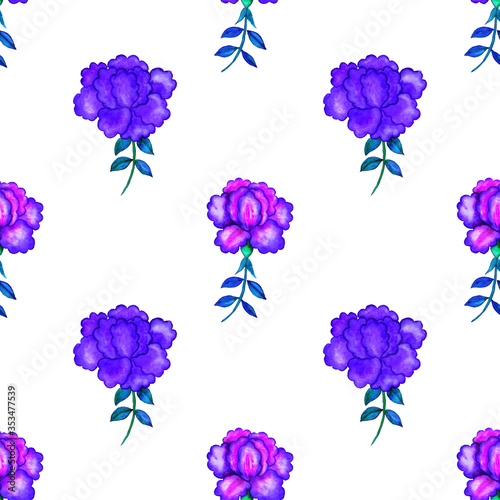 Vintage watercolor seamless pattern with flowers for decoration design. Brigh...