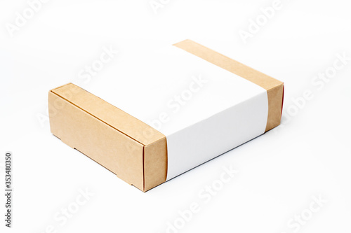 craft box with white middle isolated on white background 