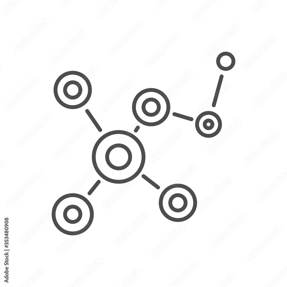 Molecule related vector thin line icon. Isolated on white background. Editable stroke. Vector illustration. Molecule related vector thin line icon. Isolated on white background. Editable stroke. Vector illustration.