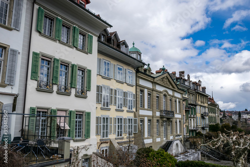 Wall of houses in Bern, Switzerland