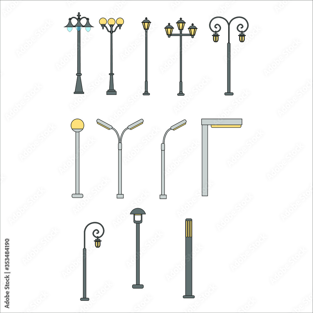 street lamps. illustration for web and mobile