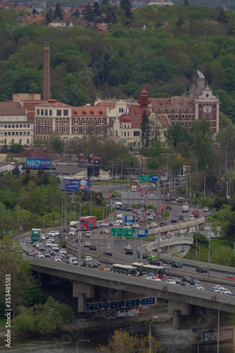 
Prague transport and architecture in spring during the day photo