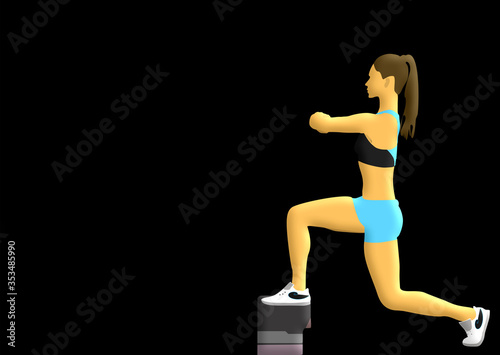 woman doing yoga exercise. The girl is engaged in fitness. Illustration. Sports lunges.