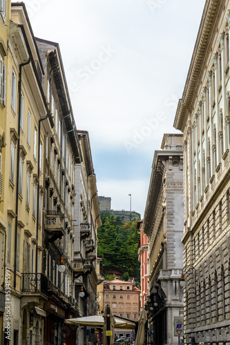 TRIESTE ITALY - SEPTEMBER 12: View of fort from one of old town streets on 16th September 2016 in Trieste, Italy.