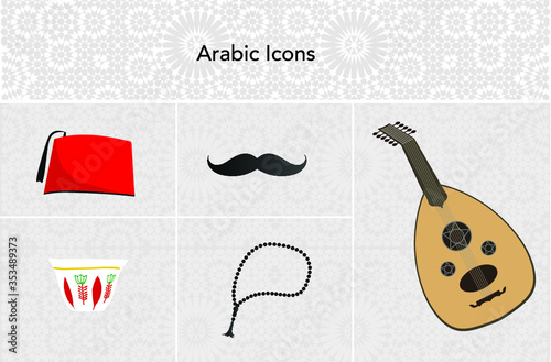 Arabic Turkish Lebanese Icons - Vector Illustrations