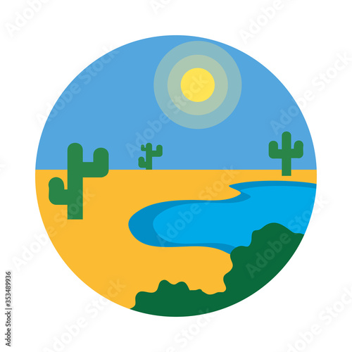 oasis landscape icon, flat style