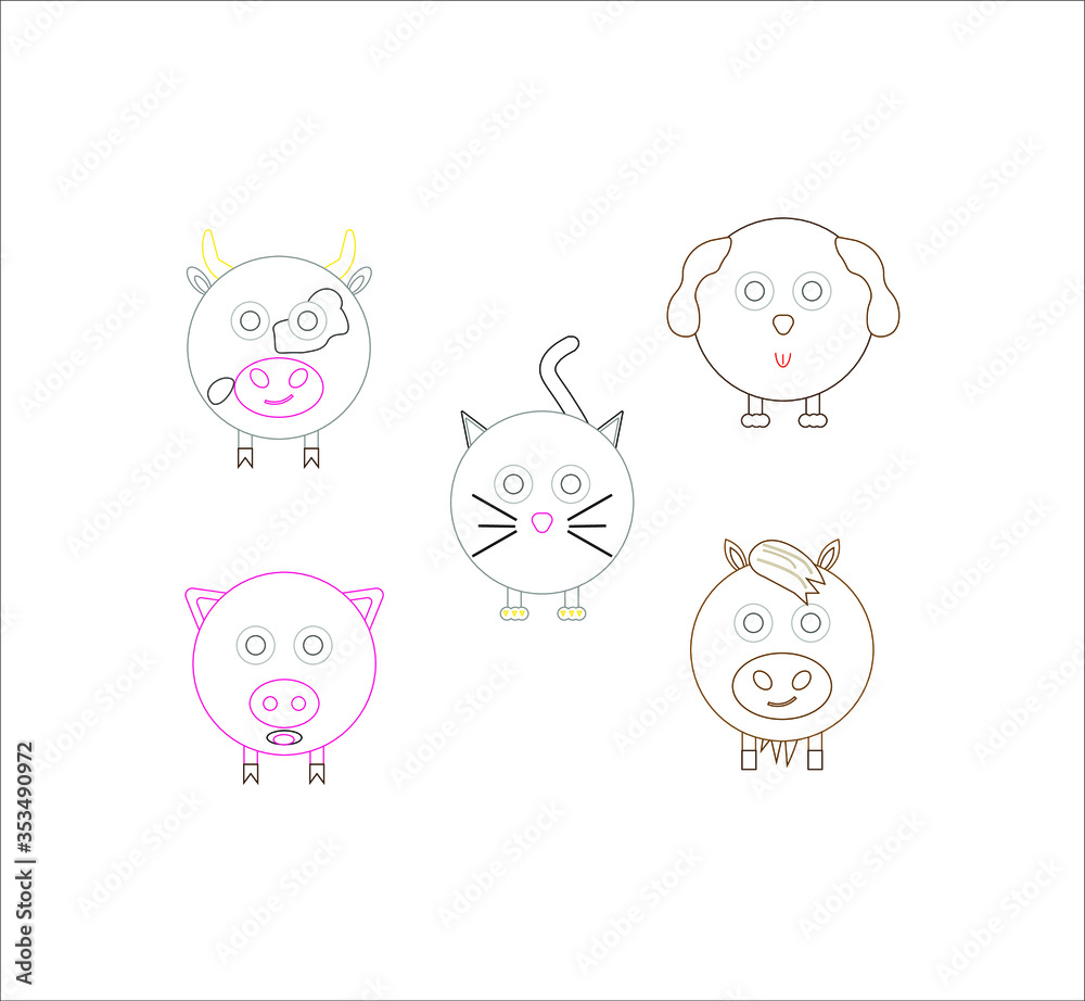 collection of domestic animal icons. illustration for web and mobile