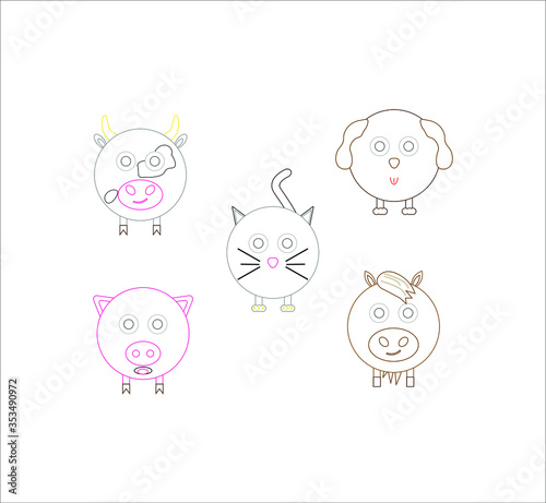 collection of domestic animal icons. illustration for web and mobile