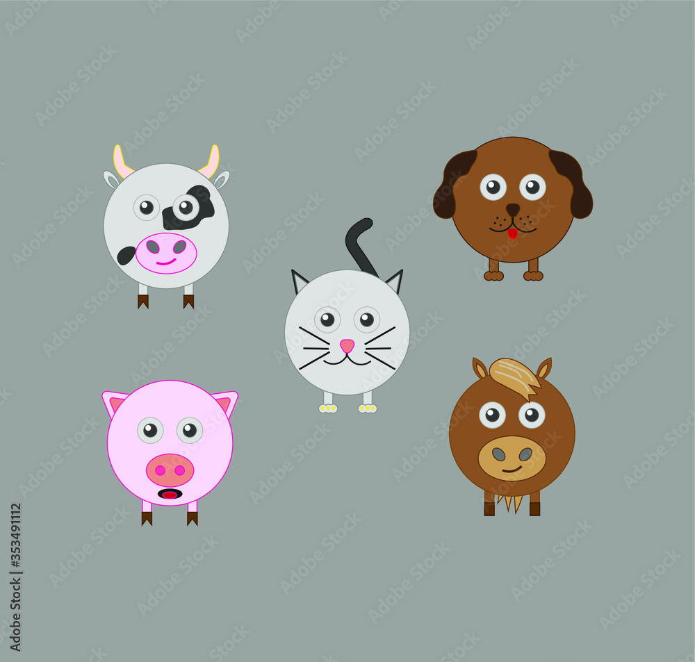 Fototapeta premium collection of domestic animal icons. illustration for web and mobile