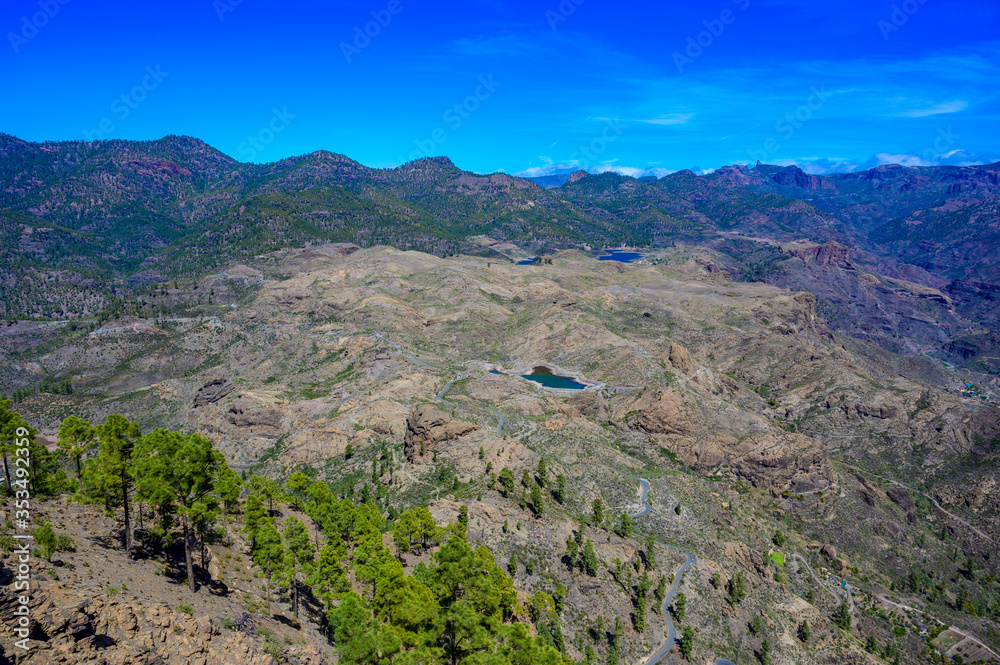 Hiking in Mountain Scenery of Gran Canaria Island - beautiful landscape scenery at mountain village Soria - travel destination, Spain Hiking in Mountain Scenery of Gran Canaria Island - beautiful landscape scenery at mountain village Soria - travel destination, Spain