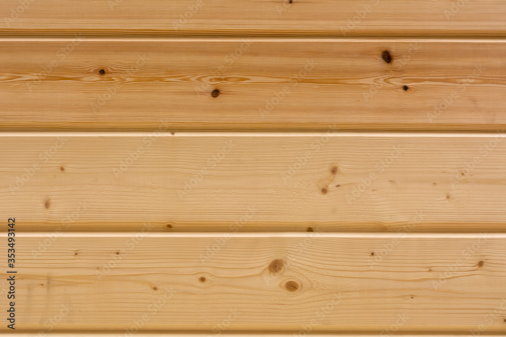 Fototapeta premium Wall of wood panels horizontal. Wooden texture with a closeup pattern.