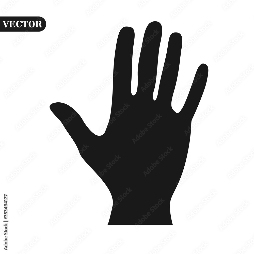 Hand icon. Human hand black silhouette. Vector illustration. Hand icon. Human hand black silhouette. Vector illustration.