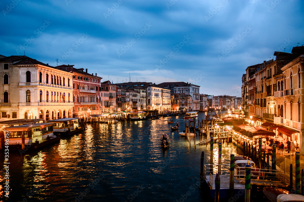 Venice, ITALY - AUGUST 12: Night view of Grand Canal on August 12th 2014 in Venice, Italy.