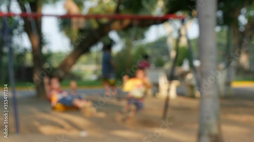 Defocus of children is playing at the playground
