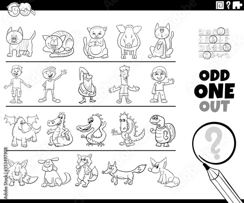 odd one out picture game coloring book page