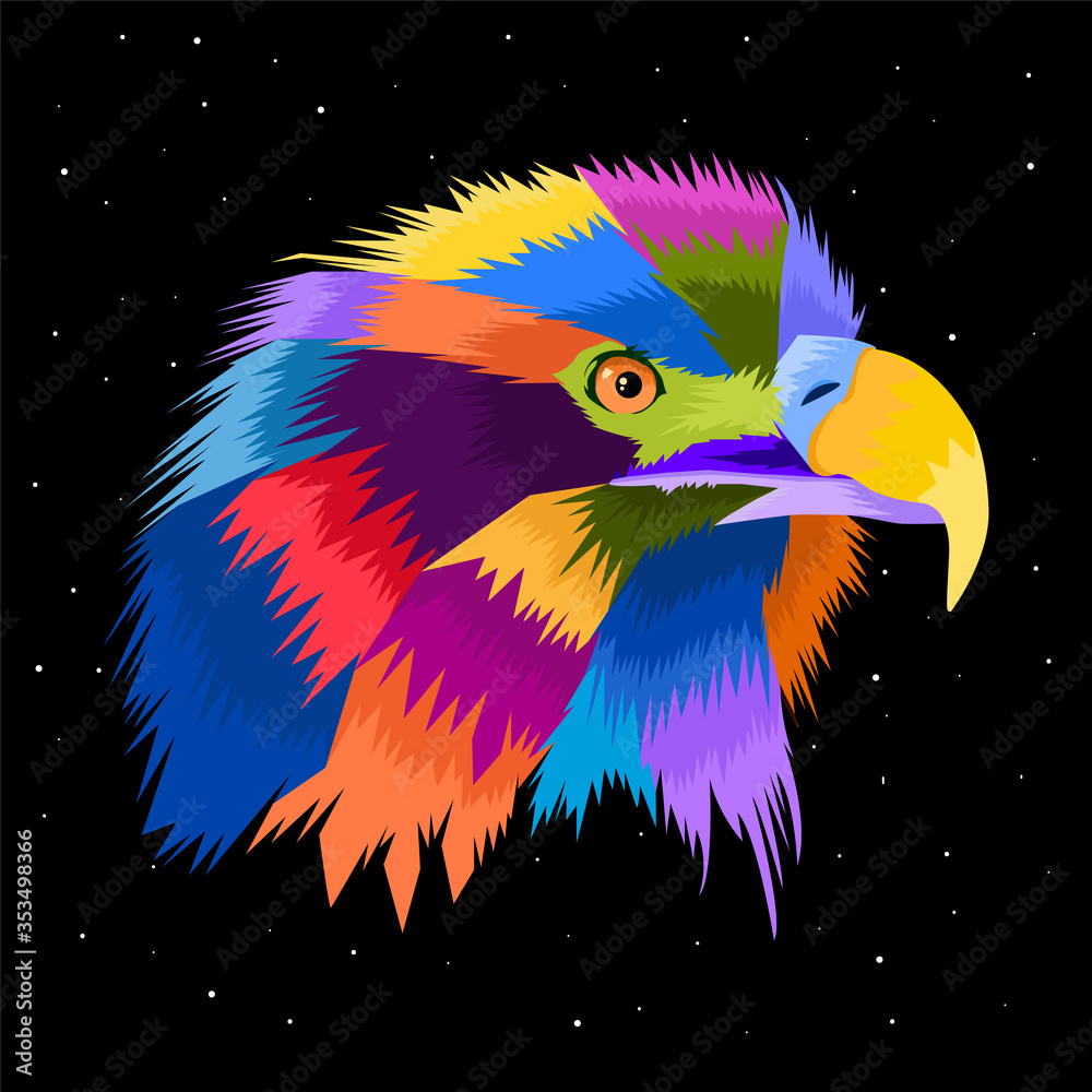 colorful bird of eagle pop art portrait illustration can be used for  poster, background, wallpaper, decoration. vector de Stock | Adobe Stock