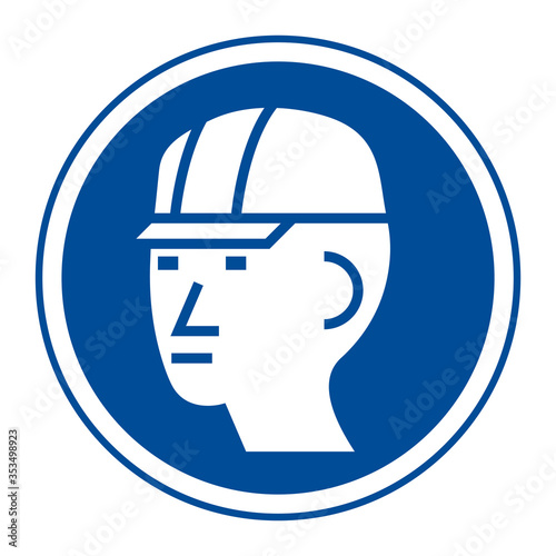 Wear Hard Hat Sign Isolate On White Background