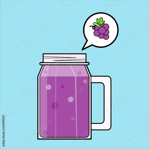 vector image of grape, orange and apple juice. cartoon vector and flat design