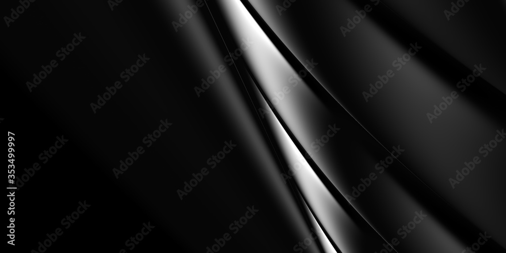 Fototapeta premium 3D luxury black business cover design, metal beauty, silver effect background