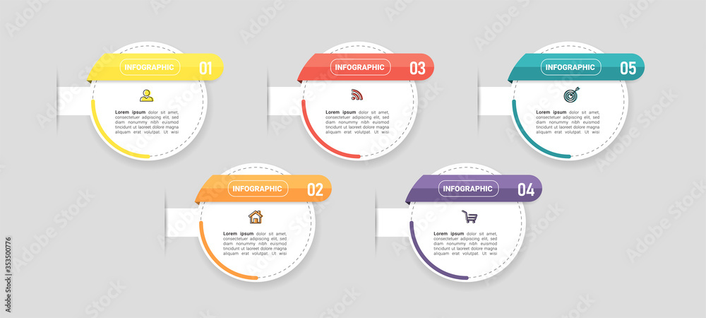 Fototapeta premium Infographics design template, Business concept with 5 steps. 