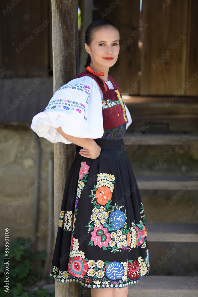 Young beautiful slovak woman in traditional costume. Slovak folklore. Young beautiful slovak woman in traditional costume. Slovak folklore.