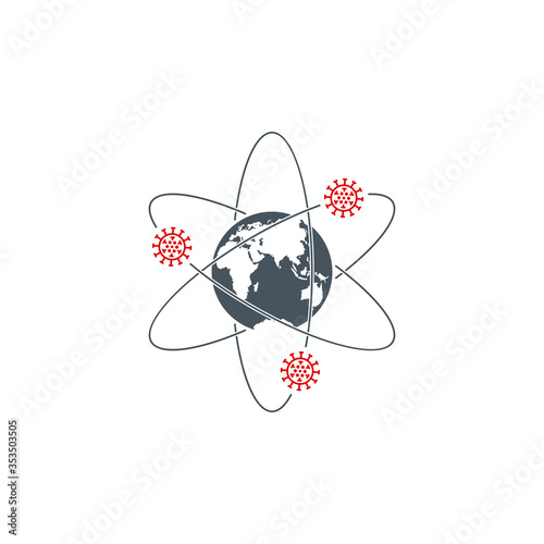 Spread Coronavirus Covid19 around planet sphere location point outbreak map single line icon isolated. Perfect outline symbol Coronavirus Covid 19 pandemic banner. Quality element with editable Stroke © ASEF