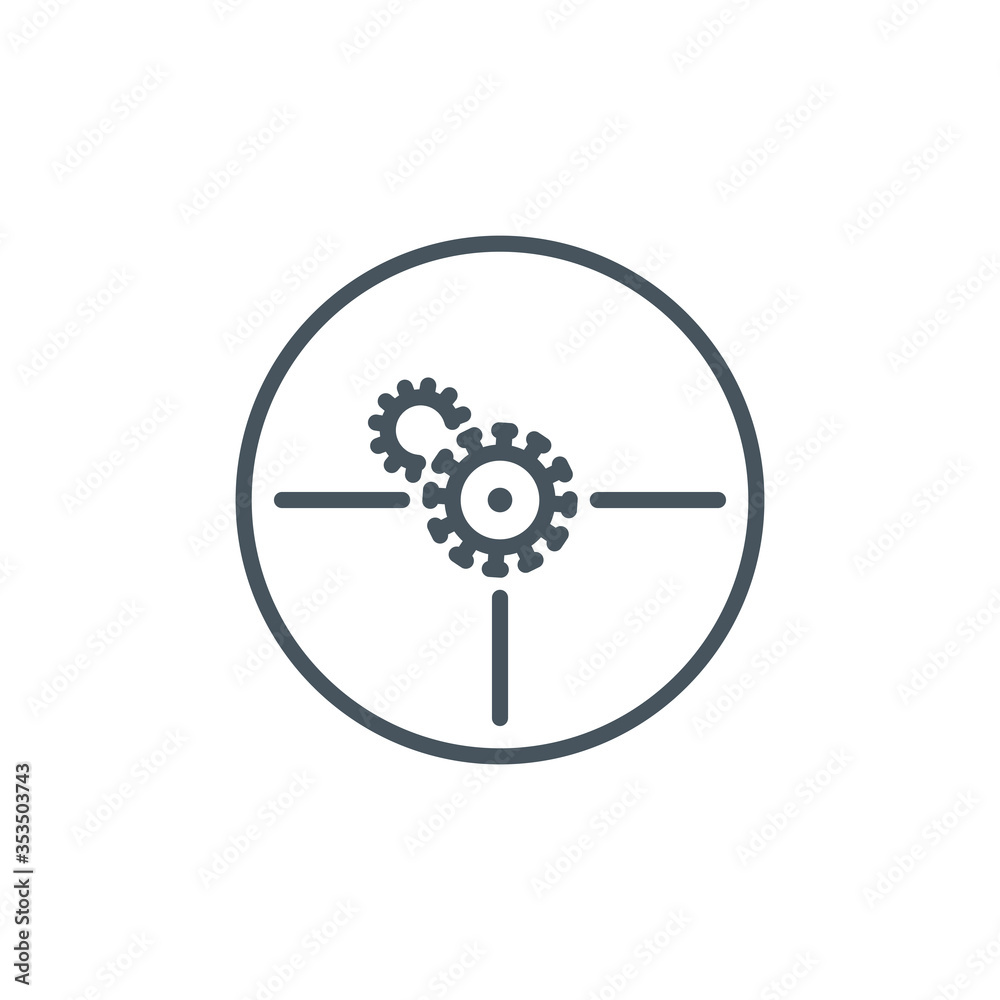aim right on target shoot Coronavirus single line icon isolated on white. Perfect outline symbol precision Covid 19 pandemic banner. high Quality design element aim cross with editable Stroke aim right on target shoot Coronavirus single line icon isolated on white. Perfect outline symbol precision Covid 19 pandemic banner. high Quality design element aim cross with editable Stroke
