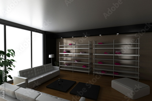 Living home interiors, original 3d rendering and models