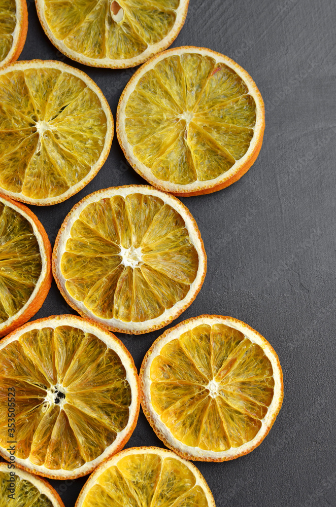 Creative layout made of dry orange slices. Creative layout made of dry orange slices.