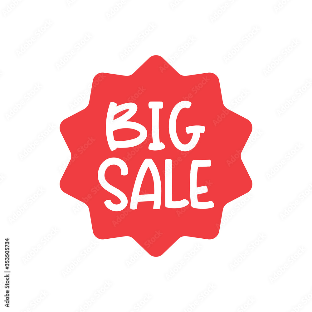 Big sale red label. Sticker for shop product tags. Vector design element. Big sale red label. Sticker for shop product tags. Vector design element.
