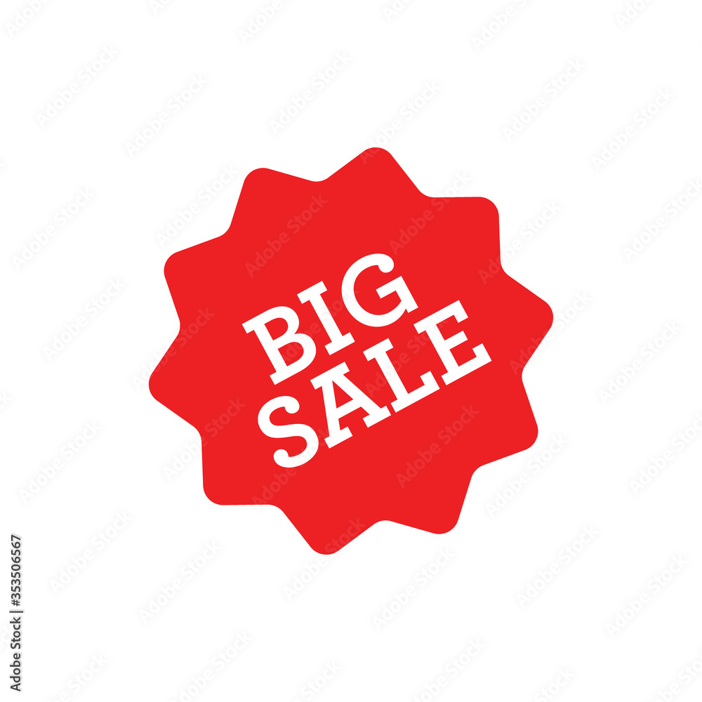 Big sale red label. Sticker for shop product tags. Vector design element. Big sale red label. Sticker for shop product tags. Vector design element.