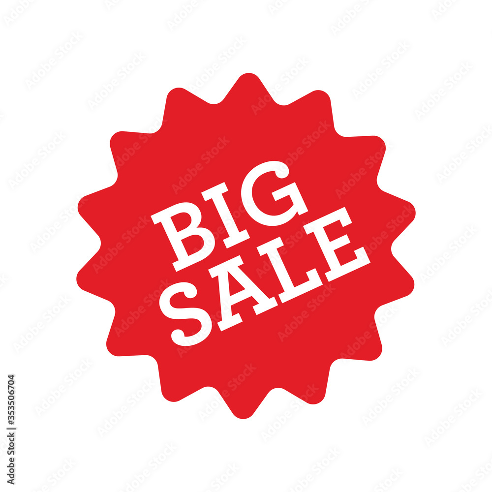 Big sale red label. Sticker for shop product tags. Vector design element. Big sale red label. Sticker for shop product tags. Vector design element.