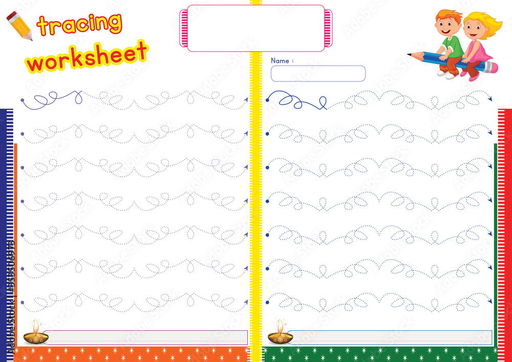 tracing worksheets for preschool and kindergarten Stock Illustration ...