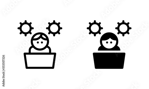 Tired at Work sleepy setting Icon, Logo, Vector