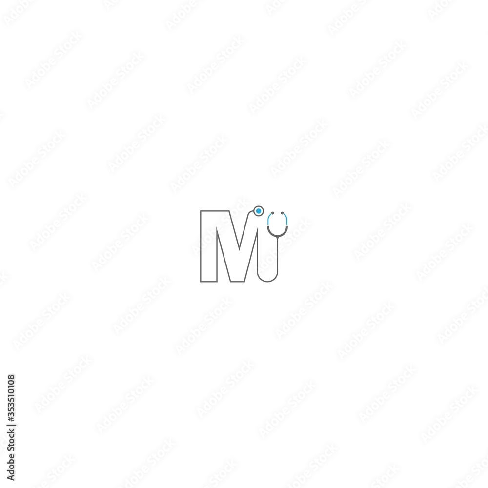 Letter M stethoscope medical logo Stock Vector | Adobe Stock