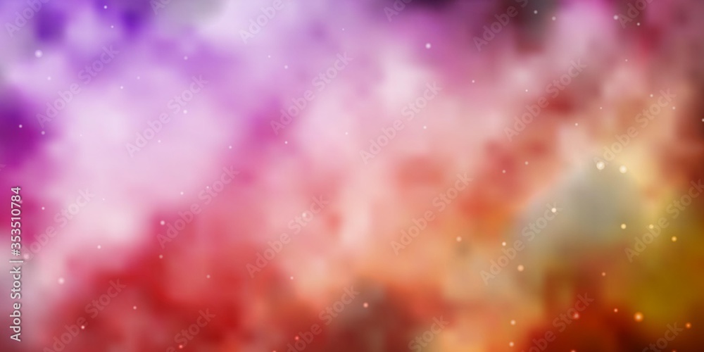 Light Purple, Pink vector background with colorful stars. Shining colorful illustration with small and big stars. Theme for cell phones.