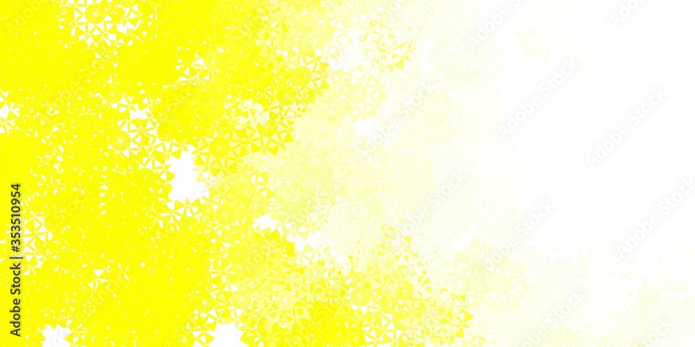 Light Yellow vector layout with beautiful snowflakes.